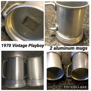 2 Playboy Aluminum Beer Steins - Vintage 1970’s